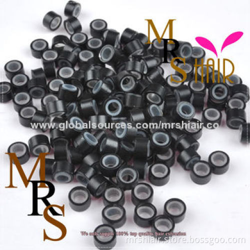 Medium brown 5*3*3mm silicone aluminum micro tubes extensions beads